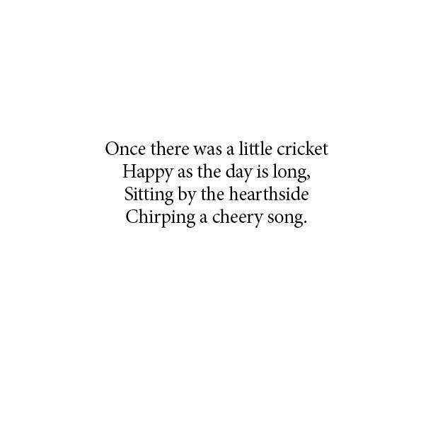 Opening Text Page of The Cricket's Story with starting line: Once there was a little Cricket